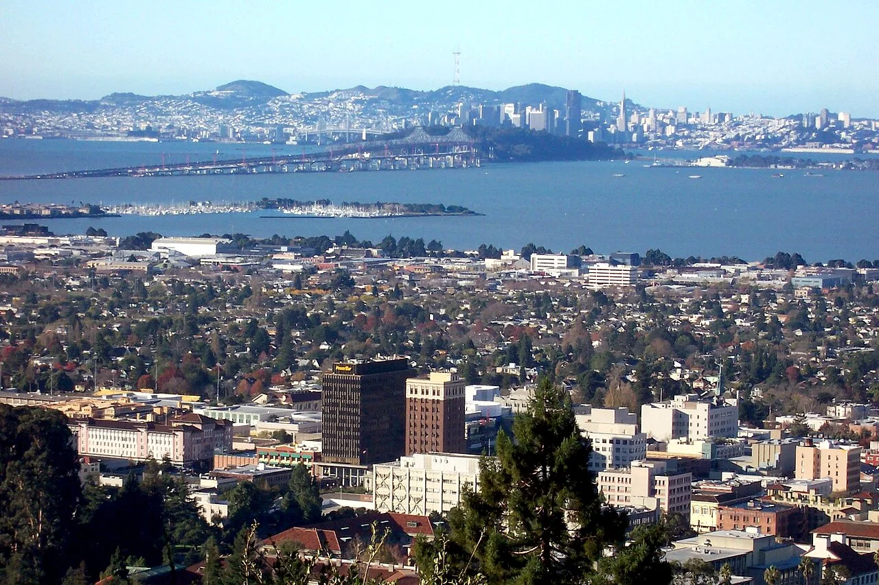 Berkeley downtown Bay bridge SF in back from Lab